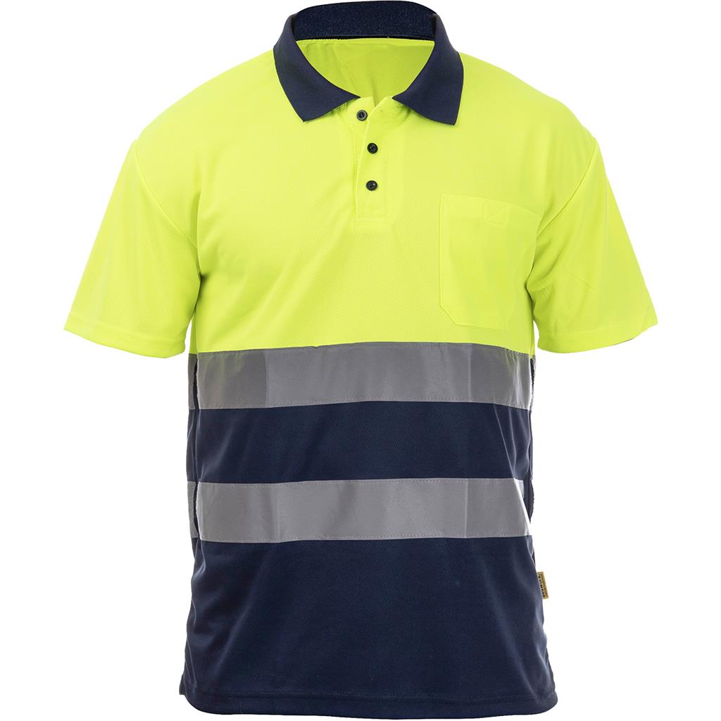 POLO ROCK HV SS YELLOW/NAVY T-M