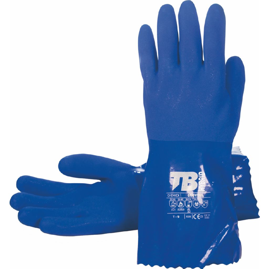 GUANTE 666VINIL QUIMICO PVC T-09 AZUL